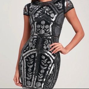 Lulu’s Spread Your Shine Sequin Bodycon Dress XS Black